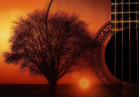 Gitarre und Baum